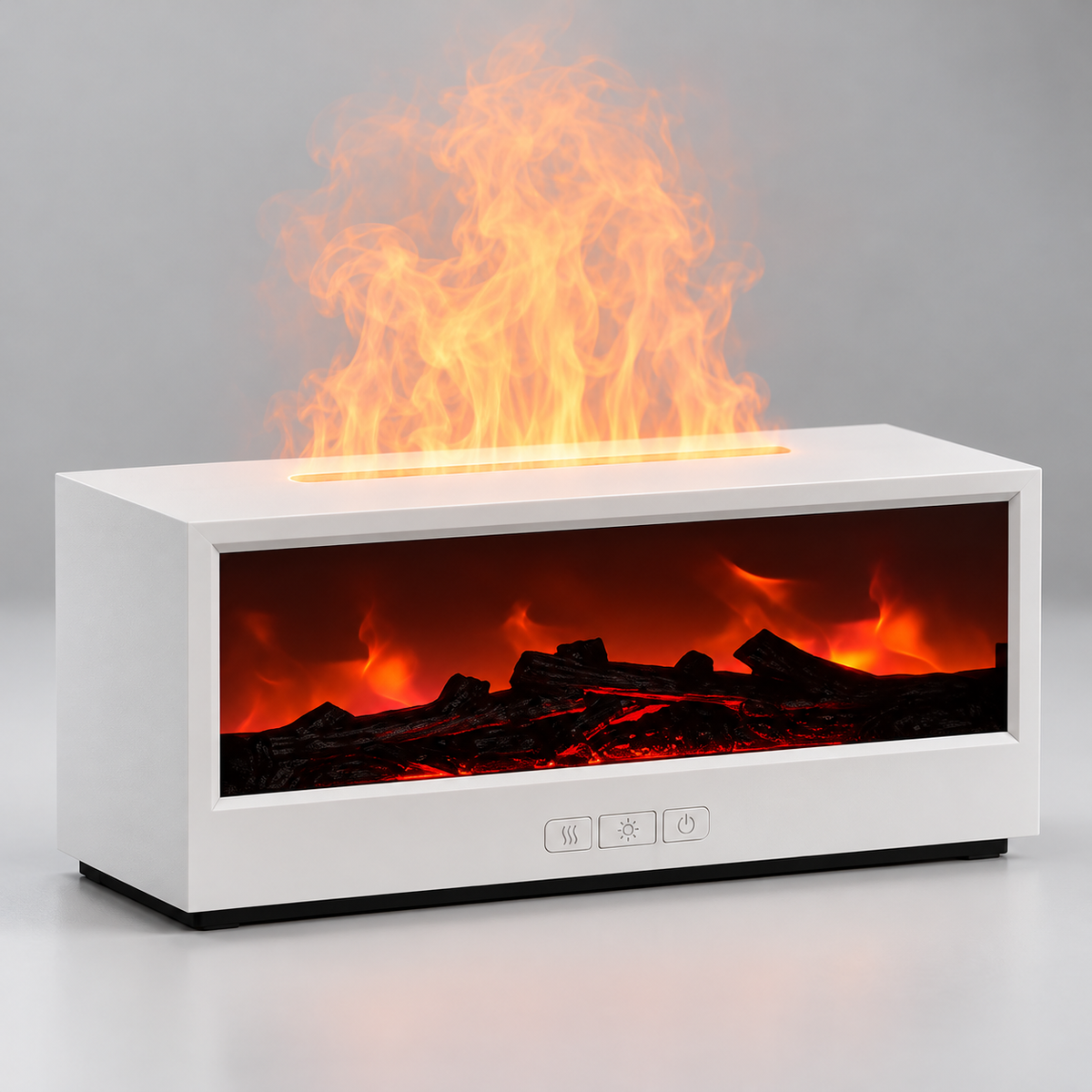 Visualisation d’AVENOR Prestige blanc avec effet flamme orange.